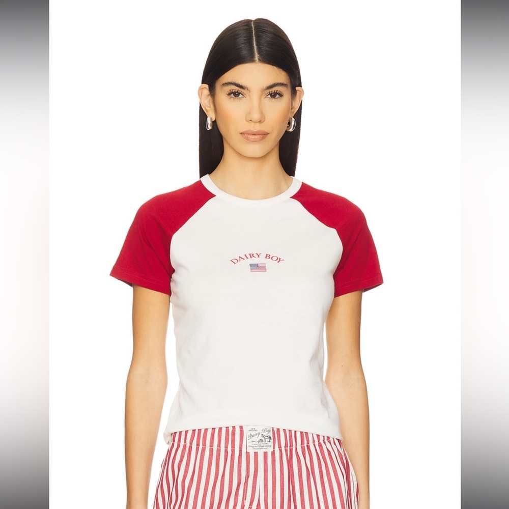 Dairy Boy Red and White Short Sleeve Tee